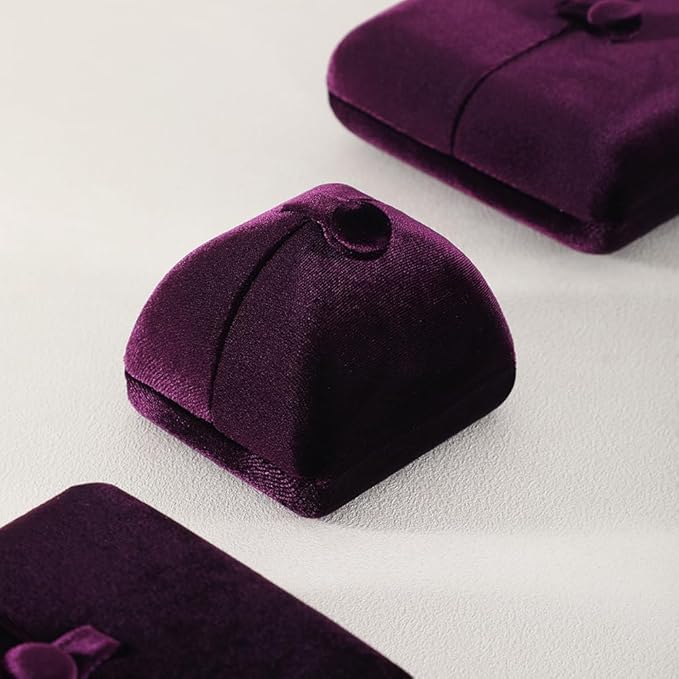 Velvet Ring Box，Engagement Jewelry Gift Boxes Holder for Women,Ceremony Rings Display for Proposal,Wedding Day Case (Purple)