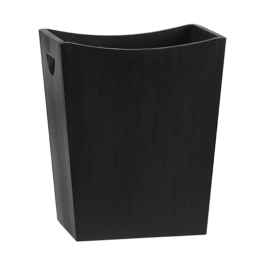 LIANTRAL Wood Trash Can Wastebasket, 2 Gallon Small Bathroom Garbage Can Wooden Waste Basket Trash Container Recycling Bin for Bathroom, Bedroom, Living Room, Office, Kitchen, Black