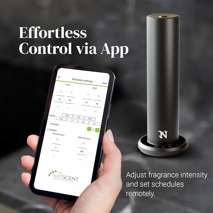 Dynamo Essential Oil Diffuser for Home with Fragrance Sample, App & Manual Control, Cold-Air Scent Diffusers for Home, Large Room, Hotel Scent Diffuser up to 1000sq.ft Black Aroma Diffusers