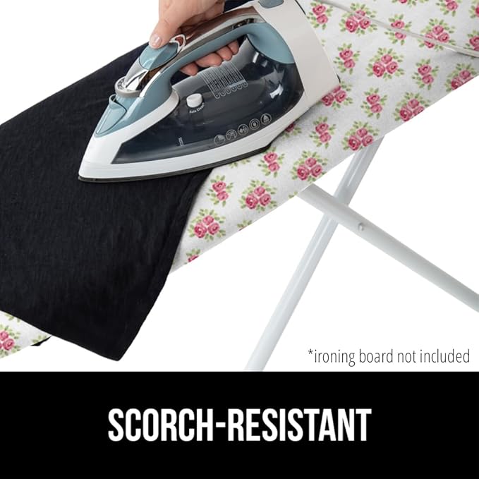 The Original GORILLA GRIP Ironing Board Cover and Pad, Silicone Coating, Thick Scorch Resistant Padding, Heavy Duty Iron Covers Standard Boards, Hook and Loop Fastener Strap, Pink Floral, 15x54