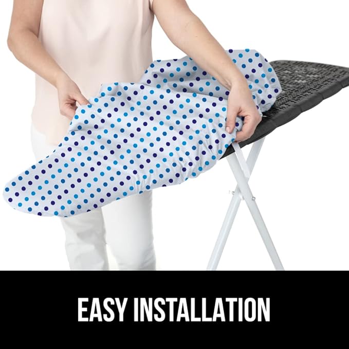 The Original GORILLA GRIP Ironing Board Cover, Silicone Coating, Full Size Scorch Resistant Padding, Elastic Edge, Heavy Duty Iron Pad Covers Standard Boards, Hook and Loop Fastener Strap, Blue Dots