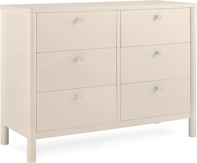Delta Children Nest Crib and Dresser Nursery Furniture – 4-in-1 Convertible Crib | Brooks 6 Drawer Dresser | Soft Beige