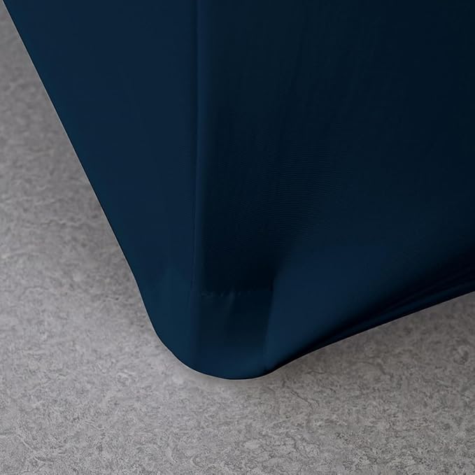 2 Pack 8FT Navy Blue Spandex Tablecloth Stretch Fitted Table Cover for Rectangular Table Event, Wedding, Banquet and Parties