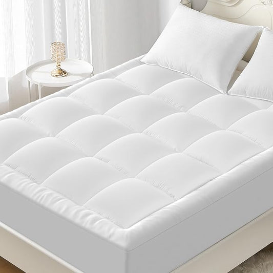 YUGYVOB Mattress Pad Extra Thick, Cooling, and Breathable Twin Mattress Topper 8-21" Deep Pocket Soft Down Alternative Fill