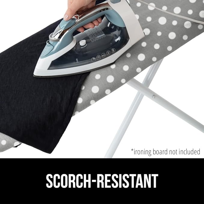 The Original GORILLA GRIP Ironing Board Cover and Pad, Silicone Coating, Thick Scorch Resistant Padding, Heavy Duty Iron Covers Standard Boards, Hook and Loop Fastener Strap, Dots, 15x54