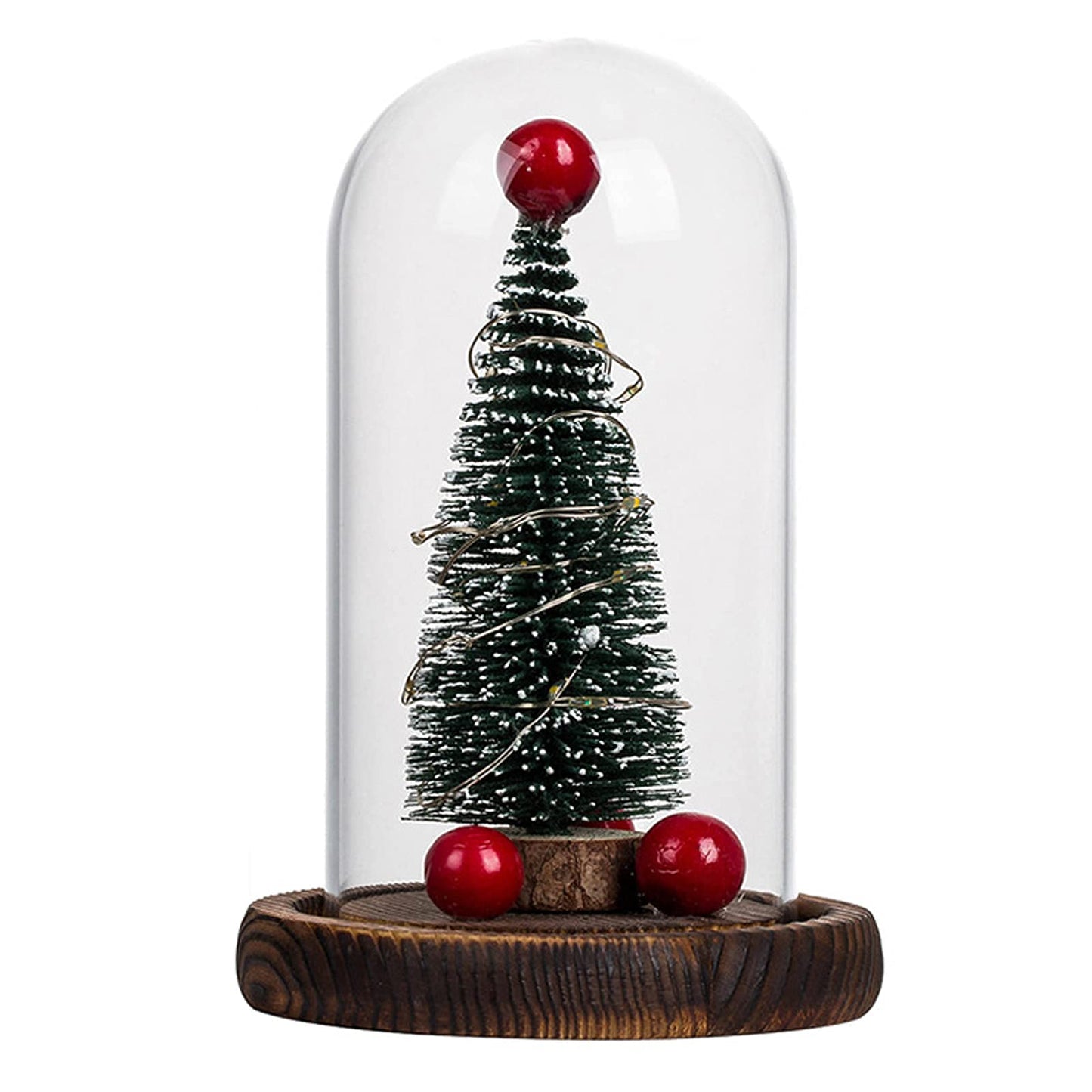 Linsiter LED Christmas Tree in Glass Dome, Mini Christmas Tree Creative Table Decoration Unique Gift for Home Indoor Tabletop Xmas Decor, Birthday Christmas Xmas Gifts Present