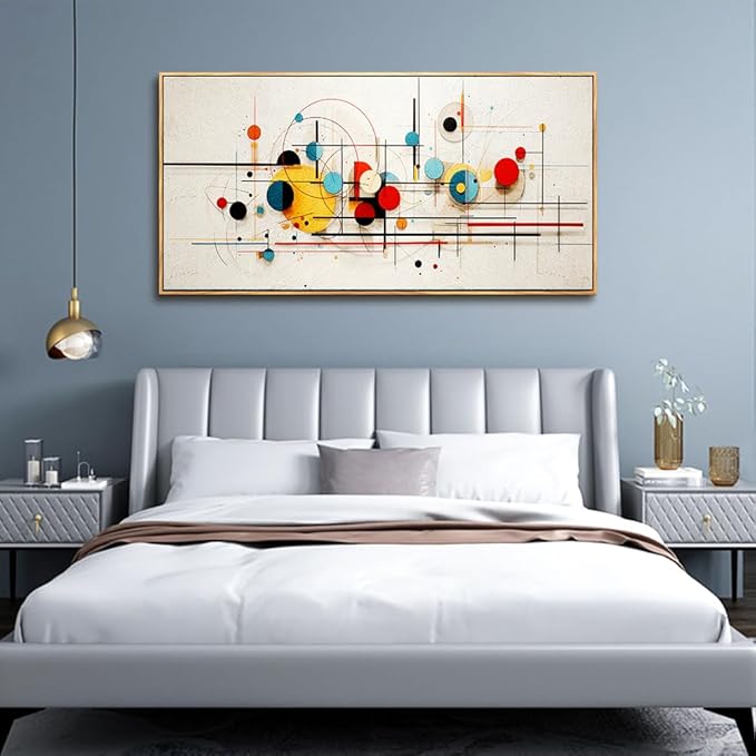 hyidecorart Wood Framed Wall Art For Living Room Large Decorations For Bedroom Room Modern Office Wall Decor Color line Abstract Wall Painting Mural Canvas Prints Pictures Artwork Home Decor
