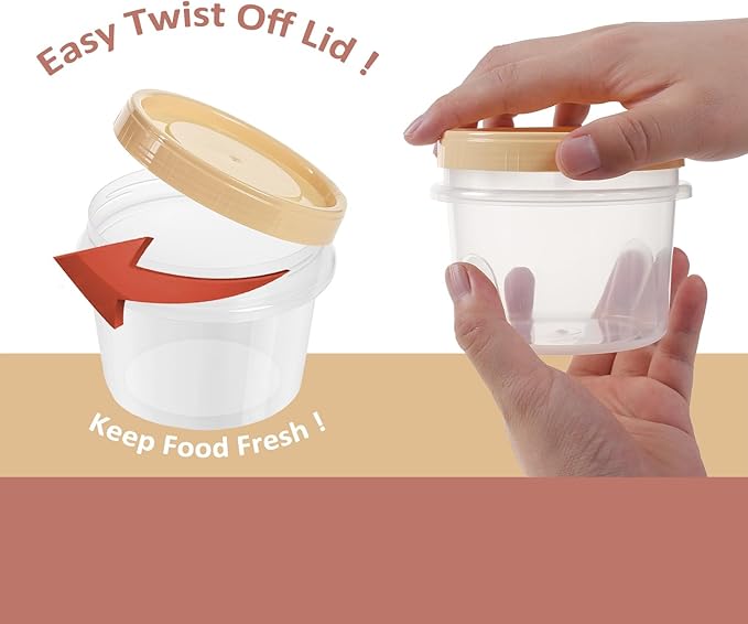 16 Oz Plastic Containers with Lids, 15 Pack Overnight Oats Containers with Lids, Stackable Reusable Twist Screw Top 2-Cup Freezer Storage Container for Food Soup Jello Sauce, Yellow/Green/Red Ocher