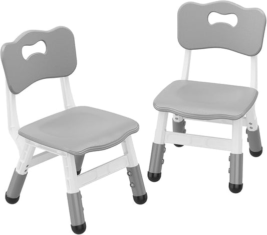 Kids Chair, 3 Level Height Adjustable Kid Chair, Plastic Toddler Chairs for Children Boys Girls Age 2-6, Suitable for Home Family Classroom Nursery Indoor Use (2 Pack, Grey)