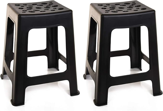 Mintra Home Light Duty Plastic Stools 2pk (18in Height, Black)