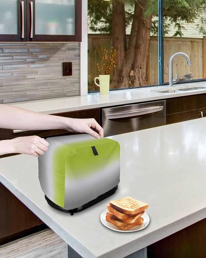 Toaster Cover 4 Slice Ombre Green Toaster Oven Cover with Pockets Green Grey Dustproof Bakeware Protector Small Kitchen Appliance Dust Covers and Fingerprint Protection for Women