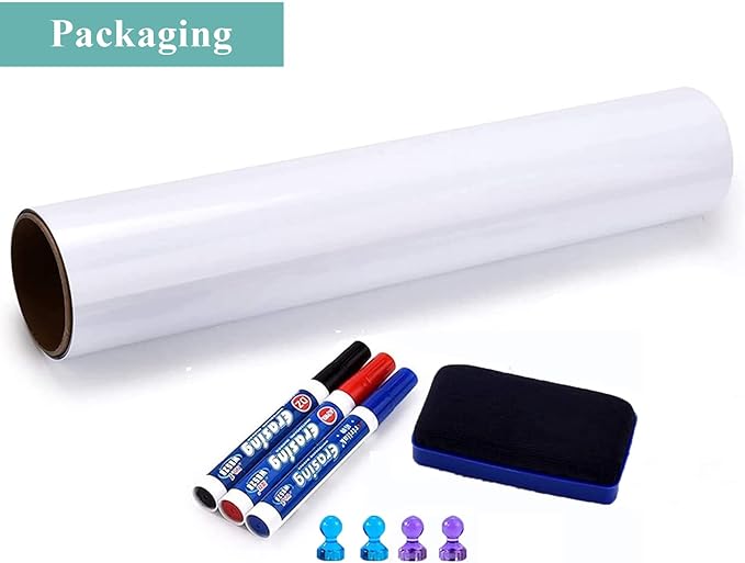 Magnetic Dry Erase Whiteboard Paper, 47" x 60" Self Adhesive Whiteboard for Wall, Easy to Write and Clean Dry Erase Board for Kids, Office, Home, with Marker, Magnetic Eraser and Magnets
