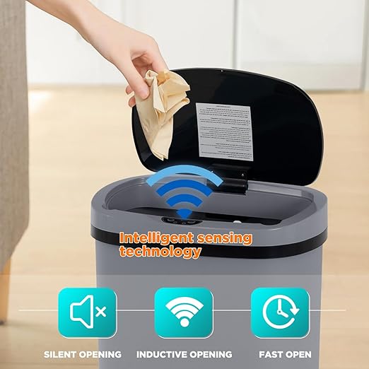 Kitchen Trash Can with Lid, 13 Gallon Automatic Garbage Can for Bathroom Bedroom Home Office 50 Liter Touch Free High-Capacity Brushed Waste Bin