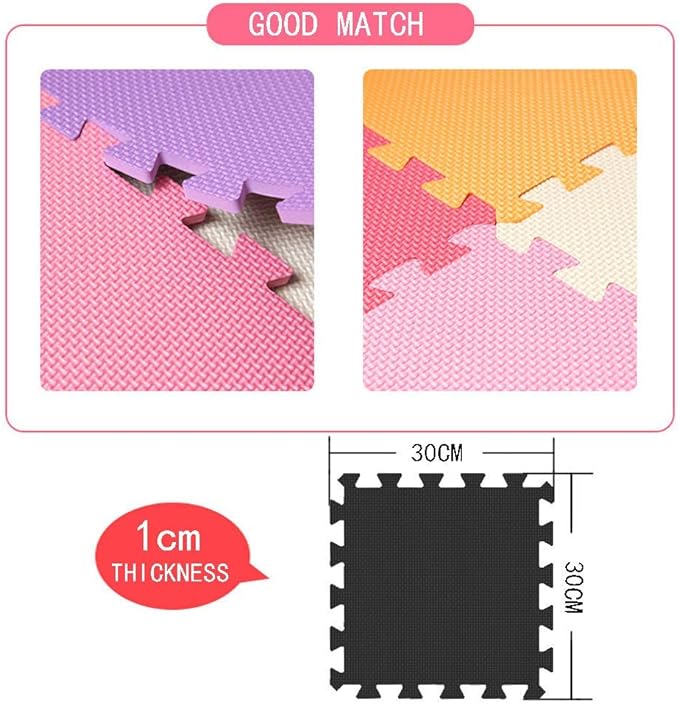 MQIAOHAM® 18 Pieces + 18 Edges Puzzle Play Mats, Soft Baby Play Mat, Kids Interlocking Foam Floor Tiles, Toddlers Carpet Playmats XZ301018-101104