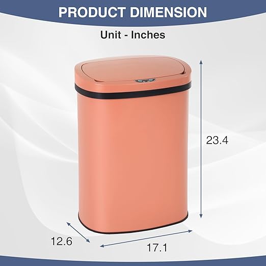 PayLessHere 13 Gallon Trash Can Kitchen Trash Can Automatic Garbage Can with Lid Touch Free High-Capacity Motion Sensor for Kitchen Bedroom Bathroom Office Trash Bin (1, Pink Stainless Steel)