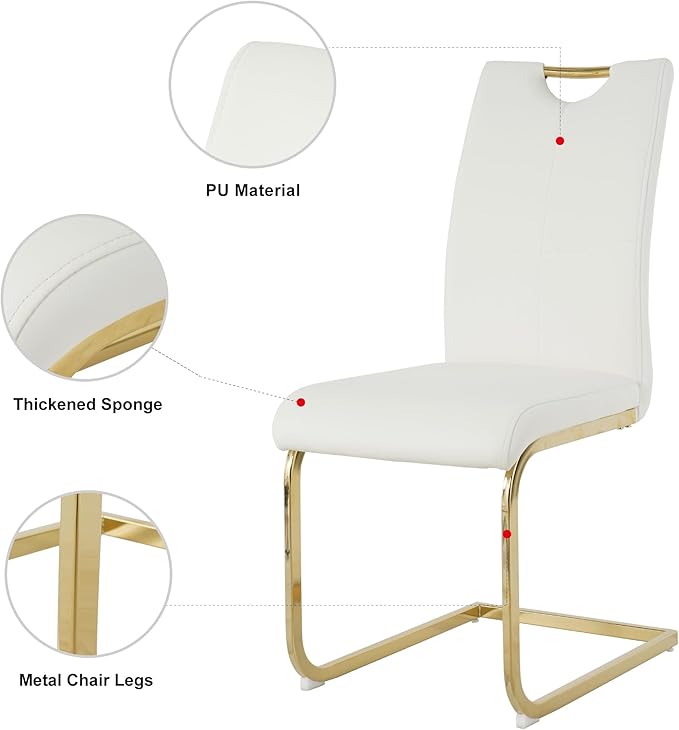 Goujxcy 3 Pieces Round Dining Table Set for 2, Modern Gold Glass Kitchen Table and Chairs for 2 with Upholstered Chairs, Circle Coffee Dining Table Set for Small Space,Apartment,Office