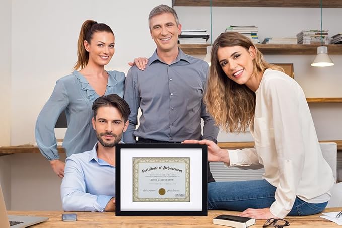 RPJC Document Frame Certificate Frames Made of Solid Wood High Definition Glass and Display Diplomas 8.5x11 with Mat or 11x14 Inch Without Mat Picture Frame Black