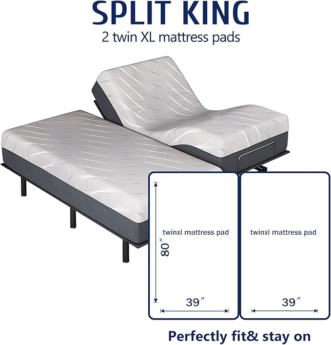 Mattress Topper Twin XL for Back Pain, Extra Thick Mattress Pad Cover, Plush Pillow Top, Deep Elastic Pocket, White