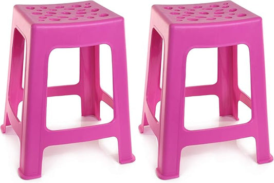 Mintra Home Light Duty Plastic Stools 2pk (18in Height, Fuchsia)