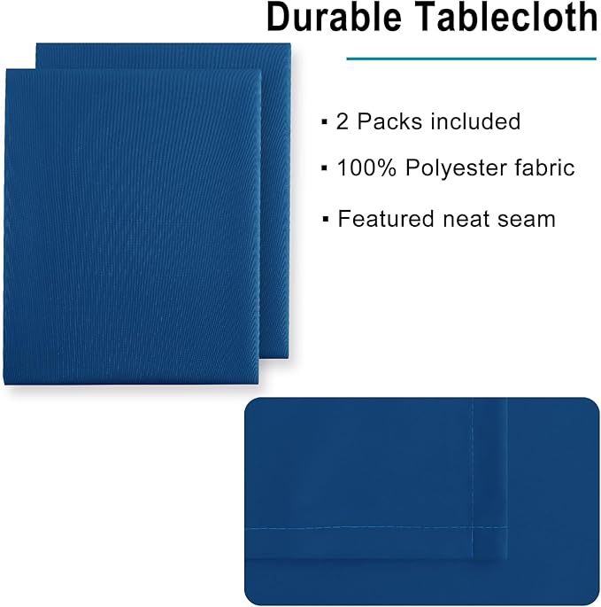 Hiasan 2 Pieces Royal Blue Tablecloth Rectangle - Waterproof and Washable Fabric Table Cloth for Card Tables, 60 x 102 Inch