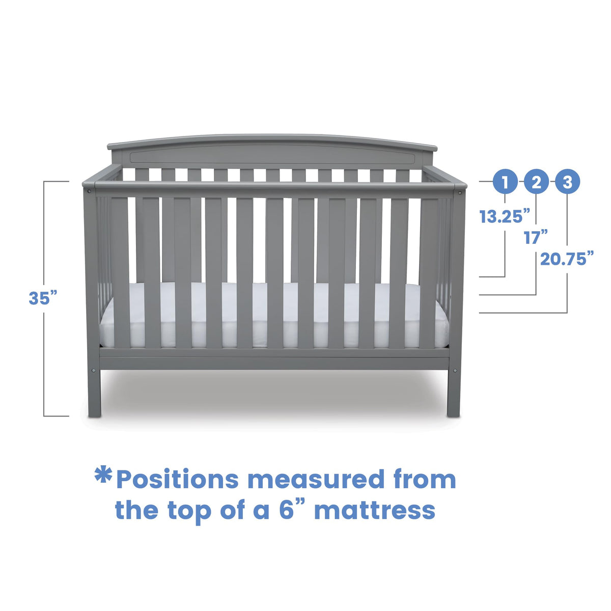 Delta Children Gateway 4-in-1 Convertible Crib - Greenguard Gold Certified, Grey