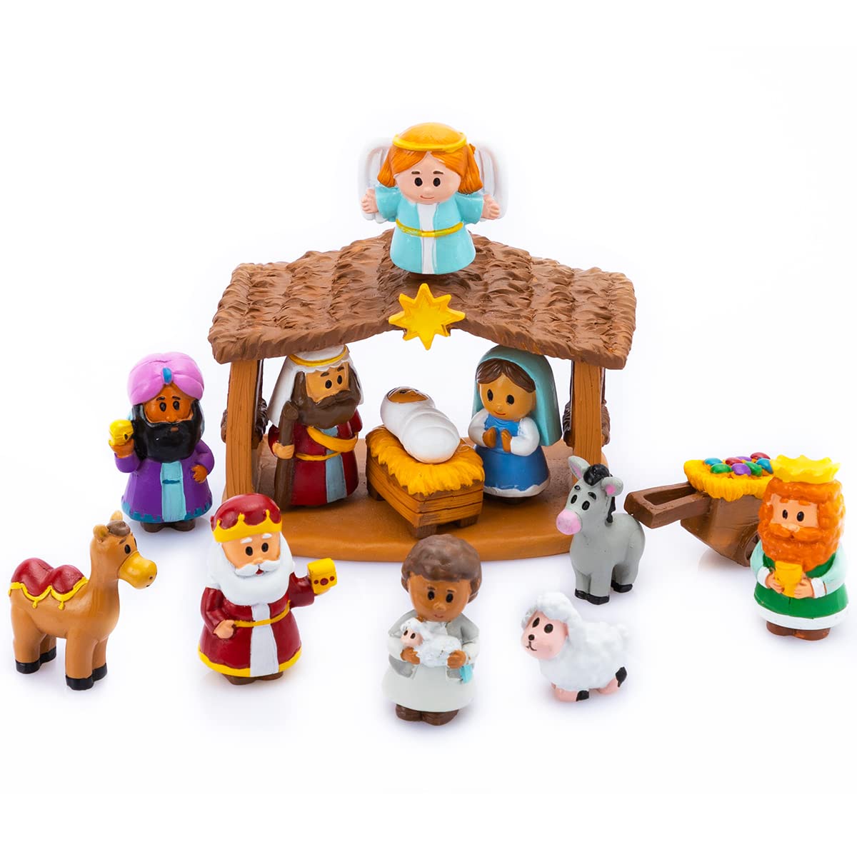 JOYIN 13 PCS Christmas Little Nativity Playset, Reenact Miniature Toys Nativity Set, Christmas Manger Scene for Kids, Present, Xmas Decorations