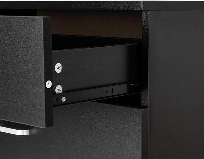 Black Night Stand, Bedside Table/Nightstand with 3 Drawers, Compact Side Table for Bedroom, College Dorm & Living Room, Wooden End Table Bedroom