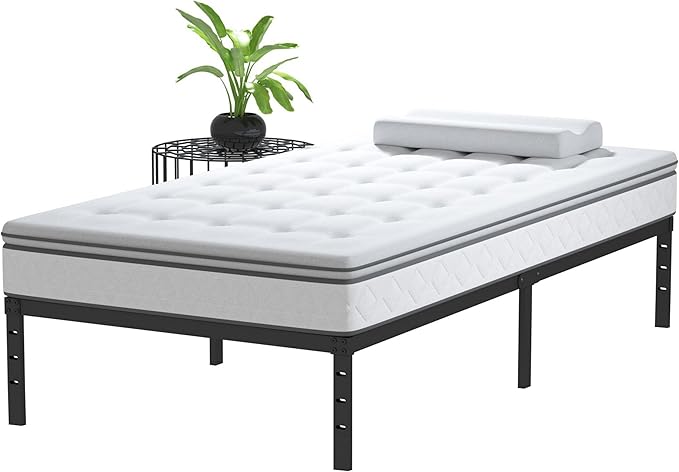 XL Twin Bed Frame No Box Spring Needed, 12 Inch Heavy Duty Metal Twin XL Platform Bed Frame Support Up to 2500 lbs, Easy Assembly, Noise Free, Black