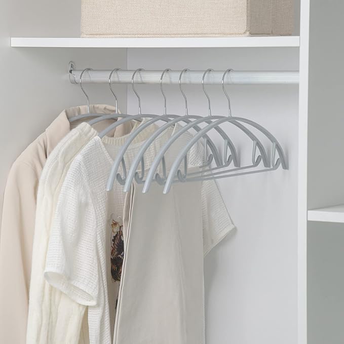 Nature Smile Non Slip PVC Coating Sweater Hangers,Dress Suit Coat Hangers,Shoulder Bump Free Golf T Shirts Clothes Hangers (Silvery Grey Color 10 Pack)