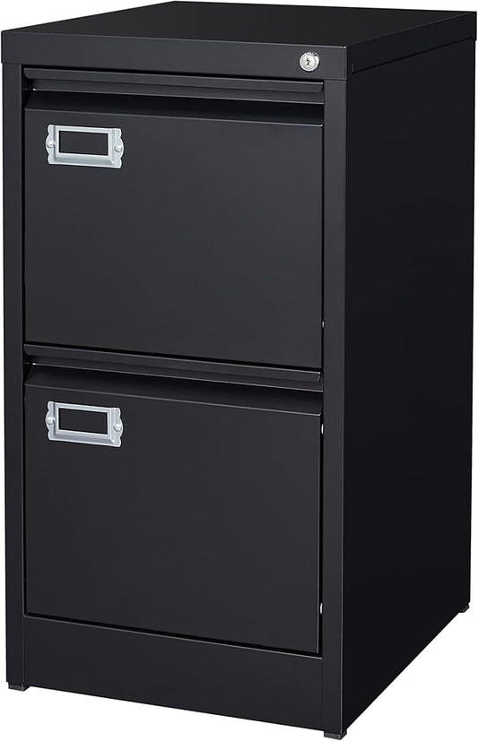 2 Drawer File Cabinet with Lock Metal Vertical Filing Storage Cabinet Office Home Steel Vertical File Cabinets for A4 Legal/Letter Size Narrow File Cabinet Locked,Assembly Required