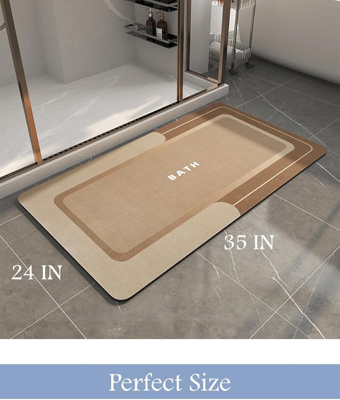 Bath Mat-Bathroom Mat Rug Non Slip Super Absorbent Stain Resistant Quick Dry Thin Bathroom Rug-Bath Mats for Bathroom Floor Bathtub Vanity-Bathmat Bath Rug Easy Care-24"x35" Brown