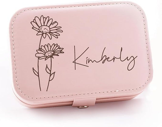 Personalized Jewelry Box Gifts for Women Custom Travel Jewelry Case Organization Leather Customized Birthday Anniversary Bridesmaid Gifts
