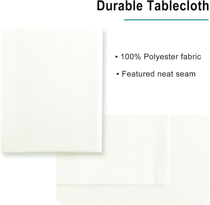 Hiasan Ivory Tablecloth for Rectangle Tables - Waterproof and Spillproof Washable Fabric Table Cloth for Dining Room Kitchen, 70 x 90 Inch