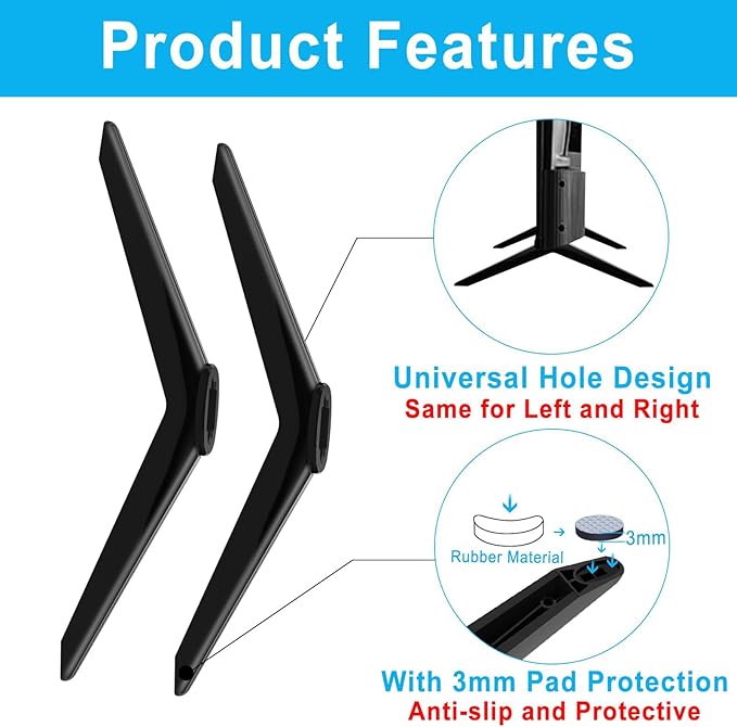 TV Legs for TCL TV Stand Legs for TCL 28 32 40 43 49 50 55 65 Inch Roku TV Legs Replacement Compatible with 28S405 32S305 40S325 43S425 43S431 50S431 50S435 55S425 TCL Roku TV Stand Legs with Screws