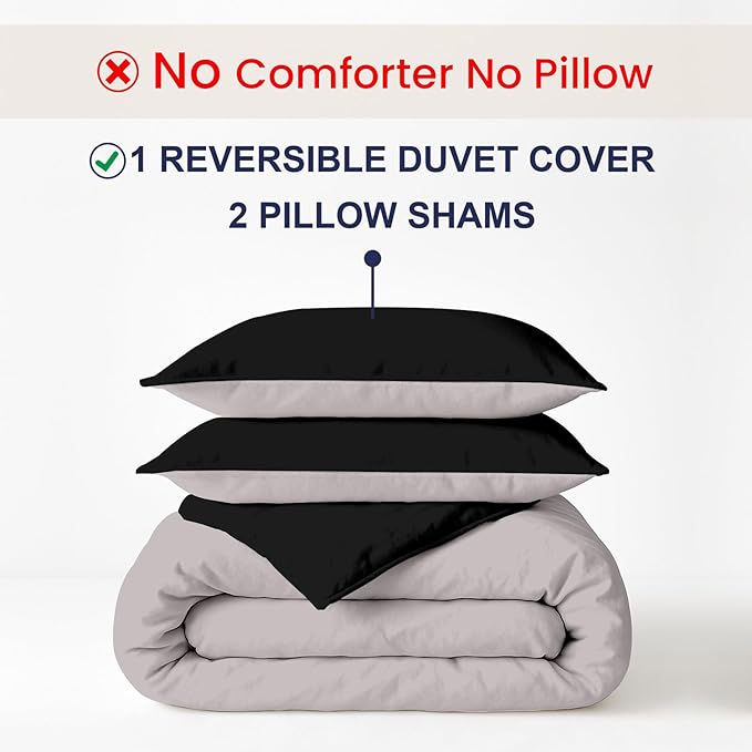 Kotton Culture 3 Pc California King Size Duvet Cover Set -100% Egyptian Cotton Sateen 600 Thread Count Ultra Soft Premium Durable Comforter Cover Zipper Closure & Corner Ties (Night's Shadow,104"x98")