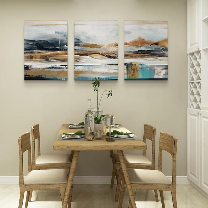 MHARTK66 Large Canvas Wall Art For Living Room Modern Bedroom Wall Decor Abstract Ink Painting Canvas Prints for Home Decorations Ready to Hang Office Inspiration Posters Pictures Artworks 3 Piece