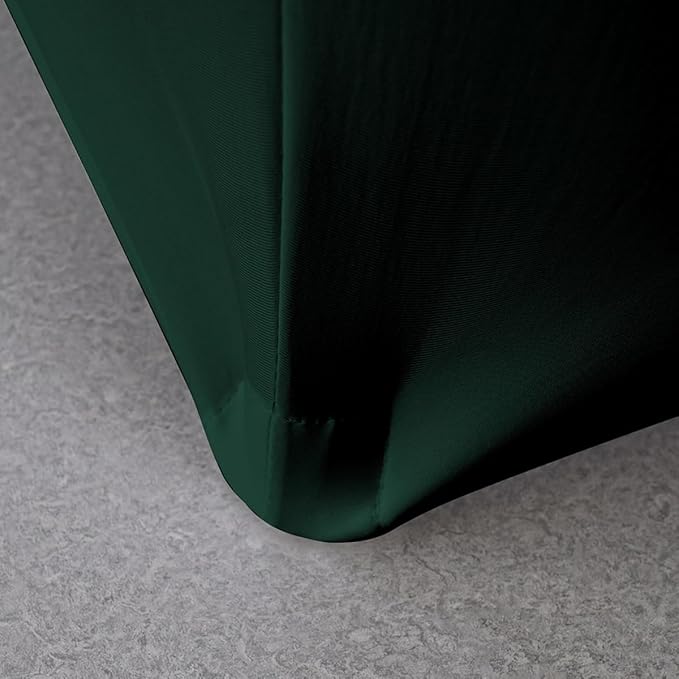 2 Pack 8FT Hunter Green Spandex Tablecloth Stretch Fitted Table Cover for Rectangular Table Event, Wedding, Banquet and Parties