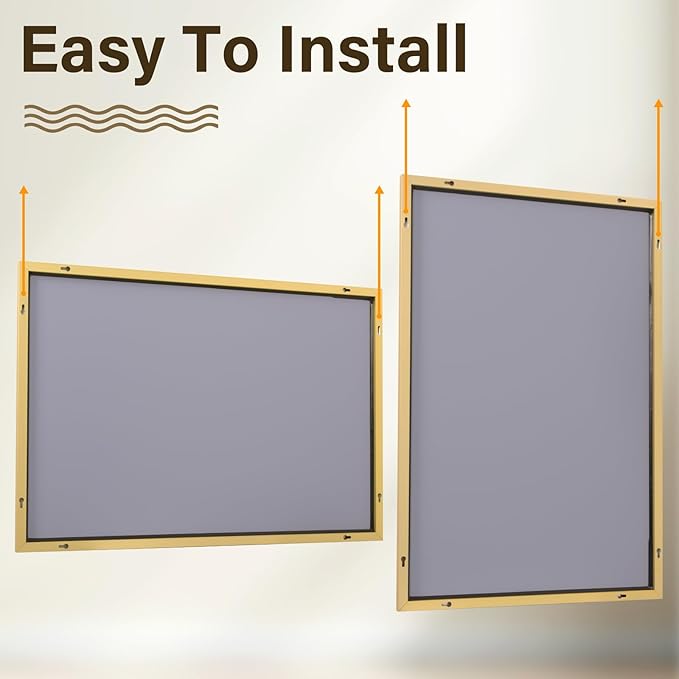 HARRITPURE 38"x26" Framed Bathroom Mirror for Wall Rectangle Mirror Aluminum Alloy Frame Wall-Mounted for Farmhouse Entryway Bedroom Living Room Gold
