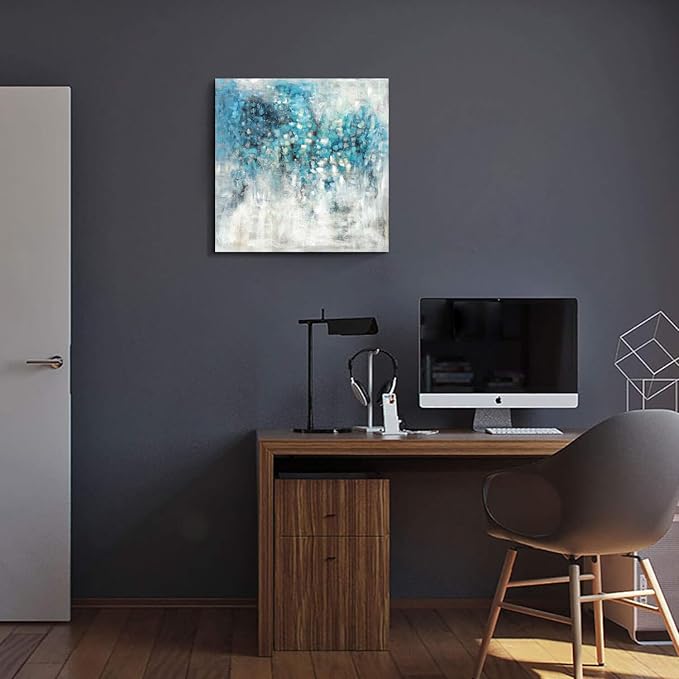 TAR TAR STUDIO Abstract Wall Art Canvas Artwork: Blue Abstract Painting Picture on Canvas for Bedroom (24''W x 24''H, Multiple Sizes)