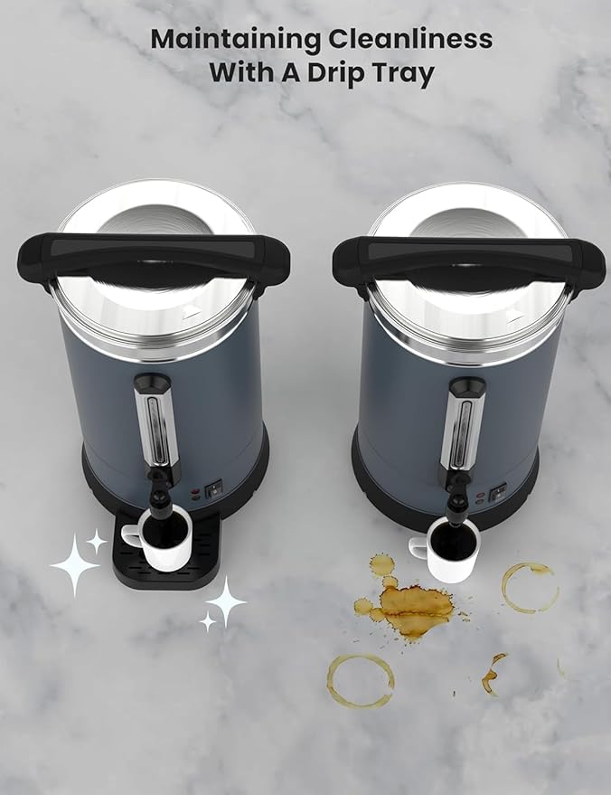 Large Commercial Coffee Urn 120 Cup/18L Coffee Dispenser,4.8Gal Stainless Steel Electric Coffee Maker with Double Wall Insulation, Hot Beverage & Water Dispenser