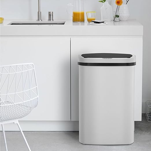 Kitchen Trash Can with Lid, 13 Gallon Automatic Garbage Can for Bathroom Bedroom Home Office 50 Liter Touch Free High-Capacity Brushed Waste Bin