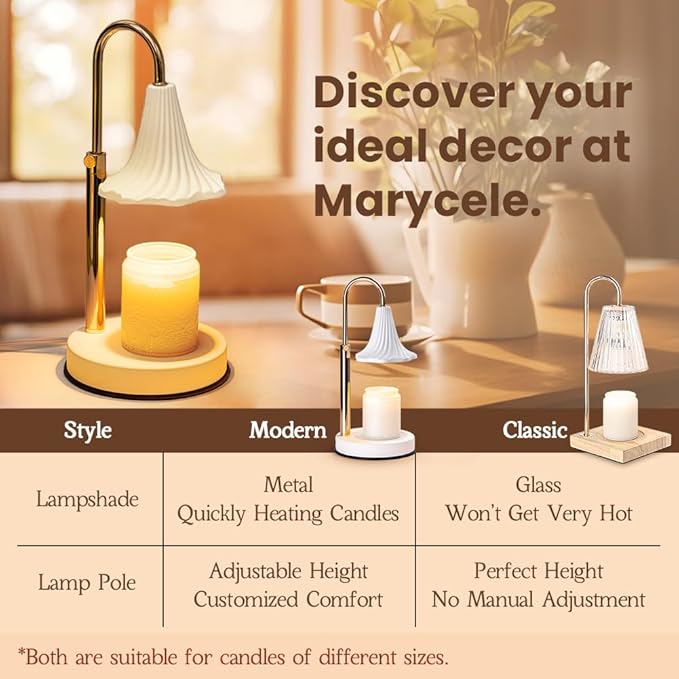 Candle Warmer Lamp with Timer, Electric Lamp Candle Warmer White, Birthday Gifts for Women, Bedroom Western Home Decor, Dimmable Wax Melt Warmer for Scented Wax