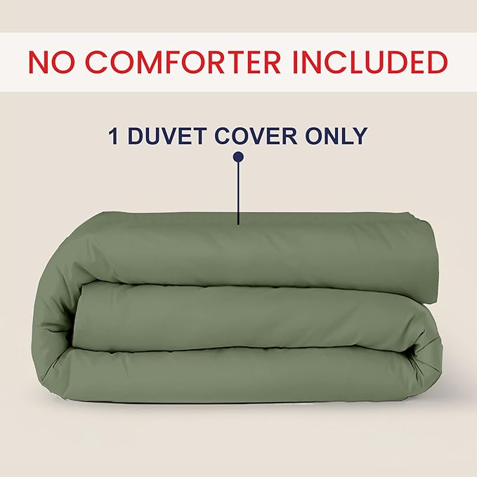 Kotton Culture 1 Pc Custom Size Duvet Cover Only -100% Egyptian Cotton Sateen 600 Thread Count Ultra Soft Premium Durable Comforter Cover Zipper Closure & Corner Ties (Sage Green, Custom)