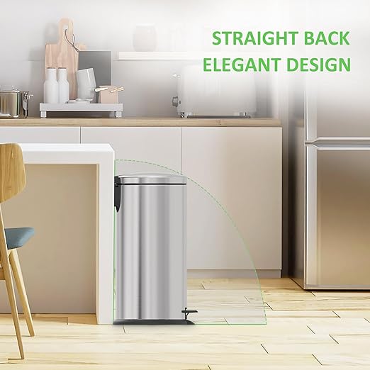 Kitchen Trash Can with Lid - 10.5Gallon/40L Oval Stainless Steel Trash Can with Removable Inner Liner and Lid Soft Close, Foot Pedal Garbage can for Home Office,Fingerprint Proof Silver