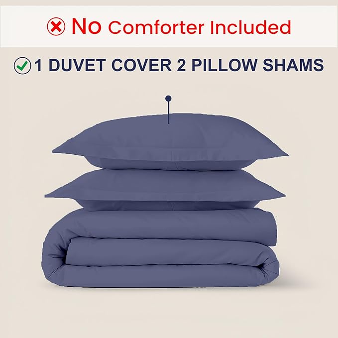 Kotton Culture 3 Pc King Size Duvet Cover Set- 100% Egyptian Cotton Sateen 600 Thread Count Ultra Soft Premium Durable Comforter Cover Zipper Closure & Corner Ties (Mediterranean Blue, King 102"x94")