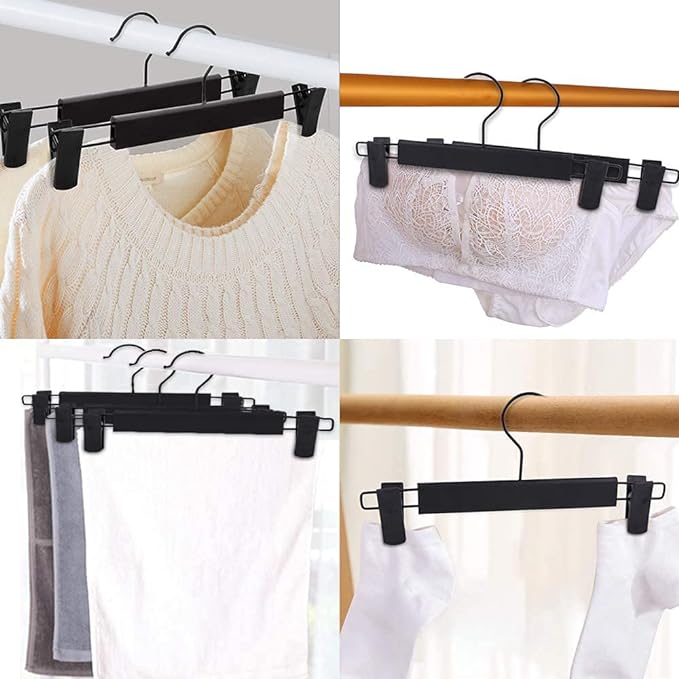 Pants Hangers with Clips, Skirt Hangers, 360 ° Swivel Hooks Space Saving Hangers for Pants, Skirts, Clothes, Jeans (20Pack, Black)
