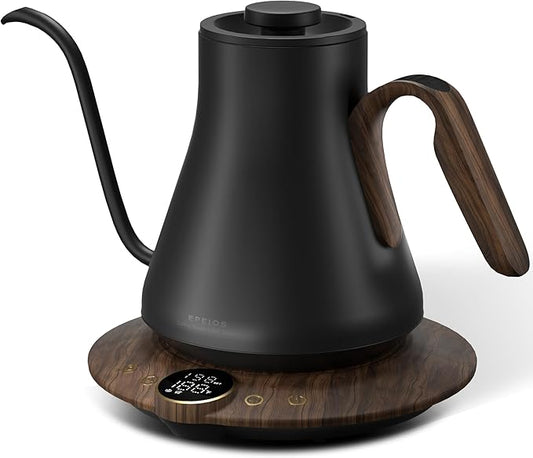 Cocinare FLOW B9 Gooseneck Electric Kettle, Precise Temperature Control for Pour-Over Coffee & Tea Brewing, Stainless Steel Interior, Rapid Heating for Boiling Water 1500W/0.9L (Obsidian Black)