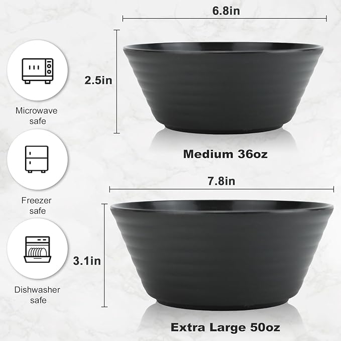Wheat Straw Bowl Sets,6 PCS Unbreakable Cereal Bowl 50 OZ,Microwave and Dishwasher Safe Bowls,Super Big Bowl Sets BPA Free Bowl for Serving Cereal,Oatmeal and Salad (Pure Gray)
