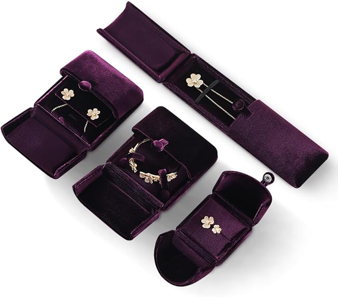 Velvet Bracelet Box，Ceremony Gift Boxes for Jewelry Display，Bracelets Holder for Women，Men Valentine Gifts Case (Purple)