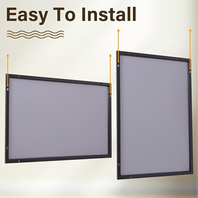 HARRITPURE 48"x30" Framed Bathroom Mirror for Wall Rectangle Mirror Aluminum Alloy Frame Wall-Mounted for Farmhouse Entryway Bedroom Living Room Black